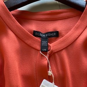 Eileen Fisher Silk Mandarin Collar Dress. Large